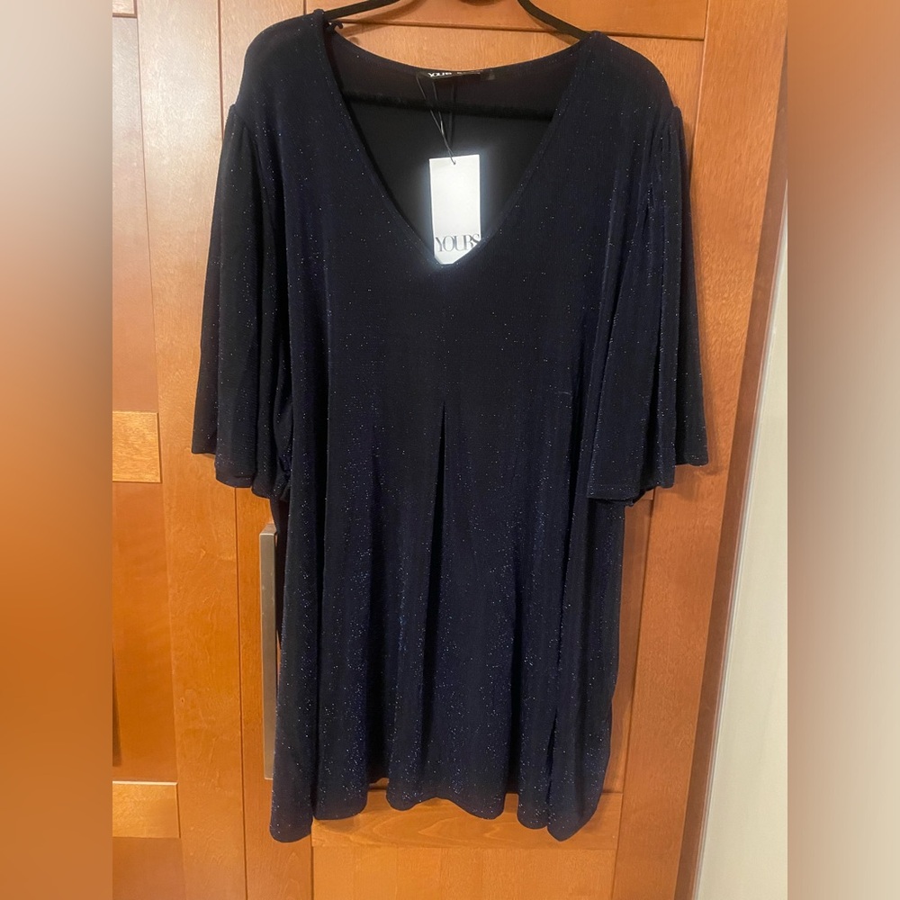 Yours Clothing NWT Plus Size UK 30-32 (US 28) Blue Shimmer Tunic